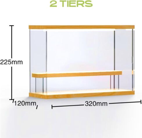 Clear Acrylic Display case with LED Light, 2-5 Tier dustproof Stand for Collectibles, Action Figures, Funko pop Protector, Perfect Showcase Protection, vitrinas para colecciones (2 Tier Extended) in Kuwait