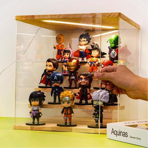 Clear Acrylic Display case with LED Light, 2-5 Tier dustproof Stand for Collectibles, Action Figures, Funko pop Protector, Perfect Showcase Protection, vitrinas para colecciones (2 Tier Extended) in Kuwait