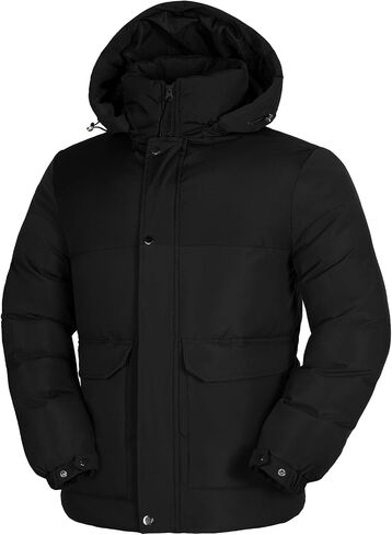 GEMYSE Men's Warm Winter Puffer Coats Windproof Insulated Jacket with Detachable Adjustable Hood in Saudi Arabia