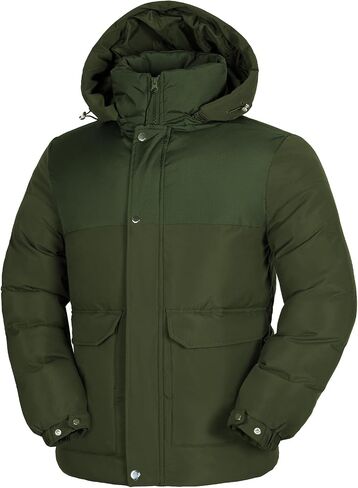 GEMYSE Men's Warm Winter Puffer Coats Windproof Insulated Jacket with Detachable Adjustable Hood in Saudi Arabia
