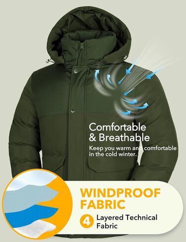 GEMYSE Men's Warm Winter Puffer Coats Windproof Insulated Jacket with Detachable Adjustable Hood in Saudi Arabia