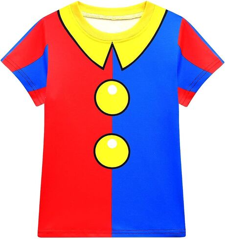 Pomnii Graphic T-Shirt Short Sleeve Red and Blue Crewneck Tee Boys Girls Birthday Party Shirt Outfit in Saudi Arabia