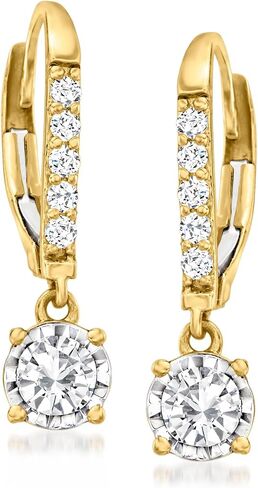 Ross-Simons 0.50 ct. t.w. Diamond Drop Earrings in 14kt Yellow Gold in Saudi Arabia
