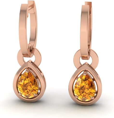Diamondere Natural and Certified Gemstone Drop Earrings in 14K Solid Gold | 0.64 Carat Earrings for Women in Kuwait