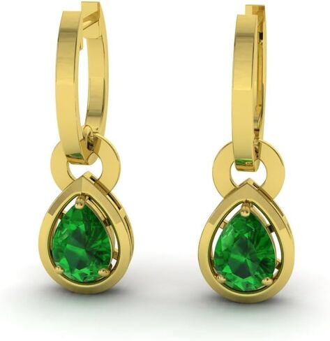 Diamondere Natural and Certified Gemstone Drop Earrings in 14K Solid Gold | 0.64 Carat Earrings for Women in Kuwait