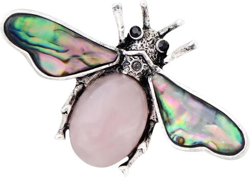 Alilang Antique Silvery Tone Abalone Shell Stone Honey Bee Insect Brooch Lapel Pins Pendant Animal Jewelry in Kuwait