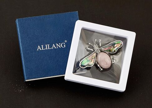 Alilang Antique Silvery Tone Abalone Shell Stone Honey Bee Insect Brooch Lapel Pins Pendant Animal Jewelry in Kuwait