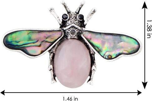 Alilang Antique Silvery Tone Abalone Shell Stone Honey Bee Insect Brooch Lapel Pins Pendant Animal Jewelry in Kuwait