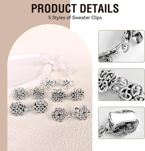 5 Pieces Vintage Sweater Shawl Clip Cape Cloak Clips Retro Cardigan Clip Shawl Collar Clasp Dress Shirt Brooch Clip in Saudi Arabia