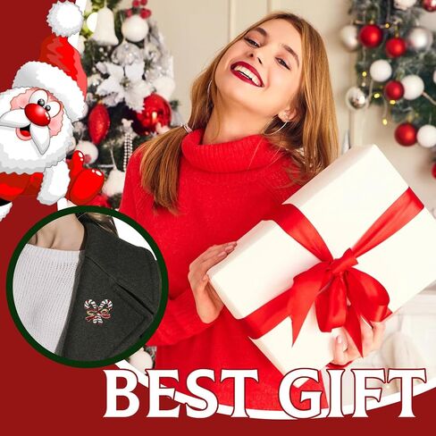 Christmas Pins Christmas Brooches for Women Christmas Pins Bulk Christmas Tree Pin for Christmas Stocking Stuffers Rhinestone Wreath Jingle Bell Reindeer Candy Cane Brooch Pin Christmas Jewelry Gifts in Kuwait