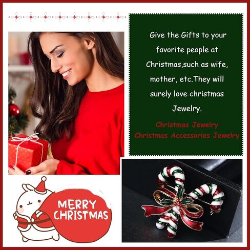 Christmas Pins Christmas Brooches for Women Christmas Pins Bulk Christmas Tree Pin for Christmas Stocking Stuffers Rhinestone Wreath Jingle Bell Reindeer Candy Cane Brooch Pin Christmas Jewelry Gifts in Kuwait