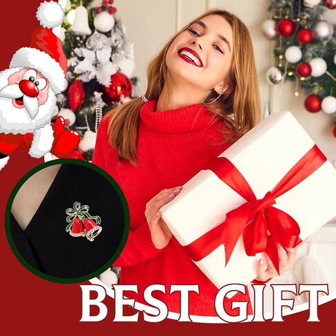 Christmas Pins Christmas Brooches for Women Christmas Pins Bulk Christmas Tree Pin for Christmas Stocking Stuffers Rhinestone Wreath Jingle Bell Reindeer Candy Cane Brooch Pin Christmas Jewelry Gifts in Kuwait
