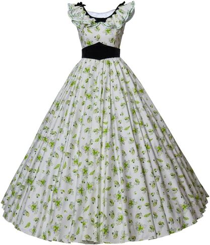 LoliMiss Gone with the Wind Scarlett Cosplay Costume Cute Green Floral Southern Dress Gown in Saudi Arabia