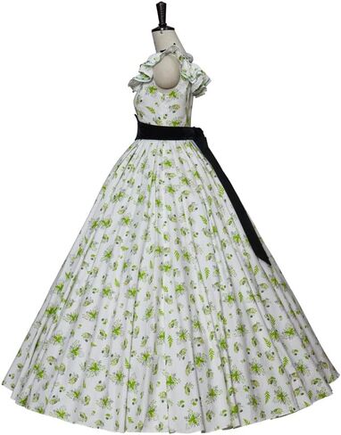 LoliMiss Gone with the Wind Scarlett Cosplay Costume Cute Green Floral Southern Dress Gown in Saudi Arabia