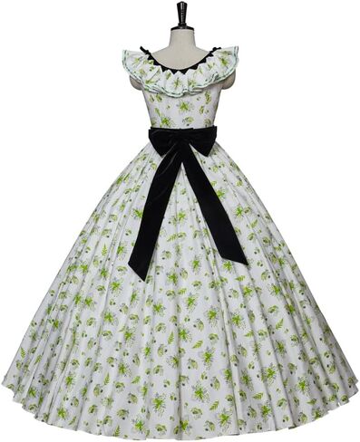 LoliMiss Gone with the Wind Scarlett Cosplay Costume Cute Green Floral Southern Dress Gown in Saudi Arabia