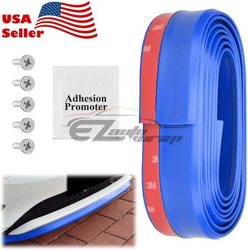 EZAUTO WRAP Universal Blue PU Rubber Front Bumper Lip Splitter Spoiler Chin Body Air Wing Kit 8FT in Kuwait