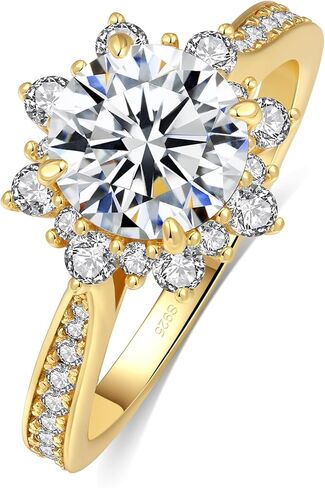 Flower Moissanite Engagement Rings for Women.Women's 925 Sterling Silver Big Flower Shaped Engagement Moissanite Ring,D Color VVS1 Wedding Bands Moissanite Halo Rings 0.5/1.5/2/3CT in Saudi Arabia