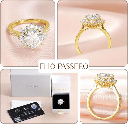 Flower Moissanite Engagement Rings for Women.Women's 925 Sterling Silver Big Flower Shaped Engagement Moissanite Ring,D Color VVS1 Wedding Bands Moissanite Halo Rings 0.5/1.5/2/3CT in Saudi Arabia