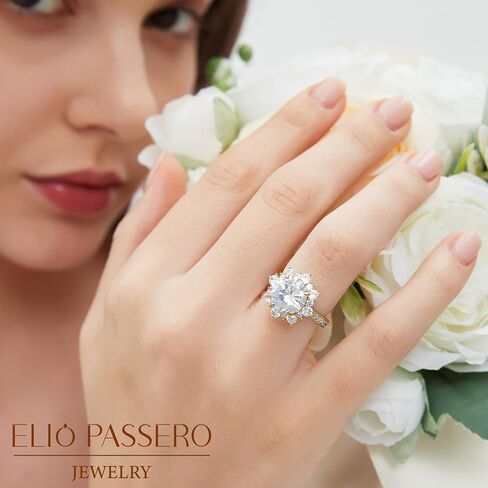 Flower Moissanite Engagement Rings for Women.Women's 925 Sterling Silver Big Flower Shaped Engagement Moissanite Ring,D Color VVS1 Wedding Bands Moissanite Halo Rings 0.5/1.5/2/3CT in Saudi Arabia