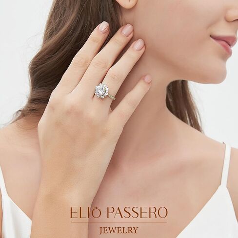 Flower Moissanite Engagement Rings for Women.Women's 925 Sterling Silver Big Flower Shaped Engagement Moissanite Ring,D Color VVS1 Wedding Bands Moissanite Halo Rings 0.5/1.5/2/3CT in Saudi Arabia