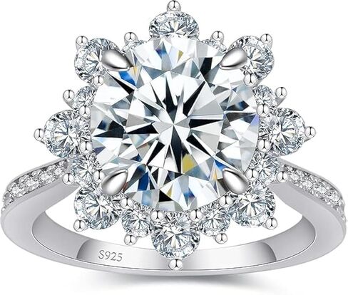 Flower Moissanite Engagement Rings for Women.Women's 925 Sterling Silver Big Flower Shaped Engagement Moissanite Ring,D Color VVS1 Wedding Bands Moissanite Halo Rings 0.5/1.5/2/3CT in Saudi Arabia