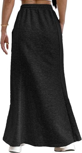 تنورة حورية البحر من Avanova Soild بخصر عالٍ ورباط طويل مع جيوب باللون الأسود المتوسط in Kuwait