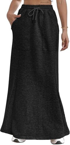 تنورة حورية البحر من Avanova Soild بخصر عالٍ ورباط طويل مع جيوب باللون الأسود المتوسط in Kuwait