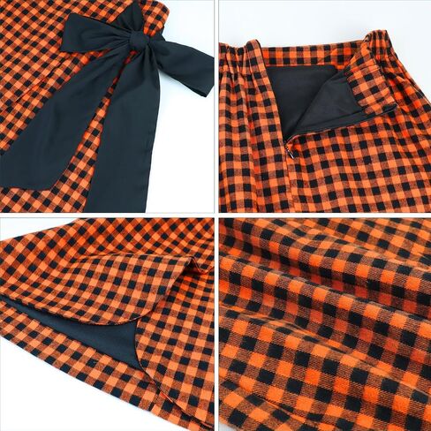 FANCYINN Women's Flannel Plaid A-Line Skirt Split Knee Length High Waist Casual Work Wear Short Wrap Skirt in Saudi Arabia