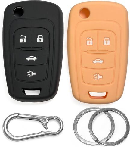 2-Pack Soft-Touch Silicone Key Fob Covers for Chevrolet Aveo Cruze Sonic Trax Equinox/Buick Encore Lacrosse Regal 4-Button by Click&Fit Car Remote Shell Case Protectors in Saudi Arabia