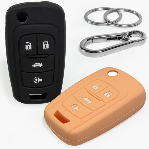 2-Pack Soft-Touch Silicone Key Fob Covers for Chevrolet Aveo Cruze Sonic Trax Equinox/Buick Encore Lacrosse Regal 4-Button by Click&Fit Car Remote Shell Case Protectors in Saudi Arabia