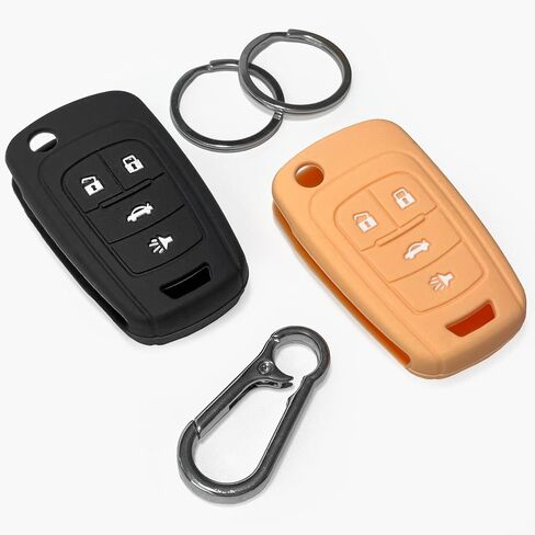 2-Pack Soft-Touch Silicone Key Fob Covers for Chevrolet Aveo Cruze Sonic Trax Equinox/Buick Encore Lacrosse Regal 4-Button by Click&Fit Car Remote Shell Case Protectors in Saudi Arabia