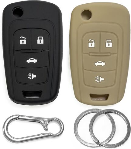 2-Pack Soft-Touch Silicone Key Fob Covers for Chevrolet Aveo Cruze Sonic Trax Equinox/Buick Encore Lacrosse Regal 4-Button by Click&Fit Car Remote Shell Case Protectors in Saudi Arabia