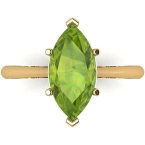 Clara Pucci 2.50 ct Marquise Cut Solitaire Genuine Natural Green Peridot Engagement Bridal Promise Anniversary Ring 14k Yellow Gold