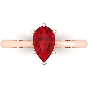 Clara Pucci 1.0 ct Pear Cut Solitaire VVS1 Red Ruby Wedding Bridal Designer Anniversary Engagement Ring 14k Rose Gold for Women