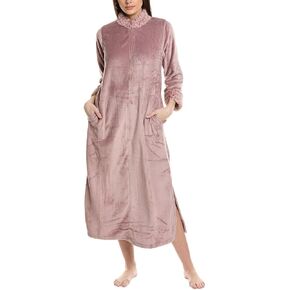 PLUSH LYNX Mandarin Zip Caftan Length 52",NUDE,MEDIUM