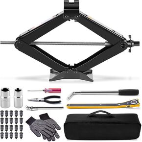 Car Jack Kit, 2 Ton (4409 lbs) Scissor Jack for Car, Portable Tire Changing/Repairing Kit with Lug Wrench, Universal Tire Jack Kit for Car Auto, SUV, MPV