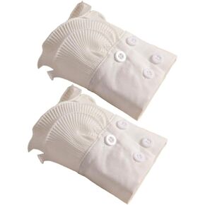 mollensiuer 1 Pair Detachable Shirt Fake Sleeve Cuffs Fashion Pleated Horn Cuff Layered Lace Cuff False Sleeves Sunscreen Decorated Accessories (White)