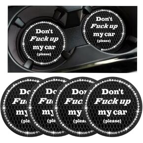 4 PCS Bling Car Cup Coaster, 2.75 Inch Non-Slip Auto Car Cup Holder Insert Coaster, Universal Crystal Rhinestone Drink Cup Mat for Most Vehicles, Interior Car Accessories (Pink)
