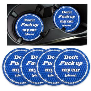4 PCS Bling Car Cup Coaster, 2.75 Inch Non-Slip Auto Car Cup Holder Insert Coaster, Universal Crystal Rhinestone Drink Cup Mat for Most Vehicles, Interior Car Accessories (Pink)