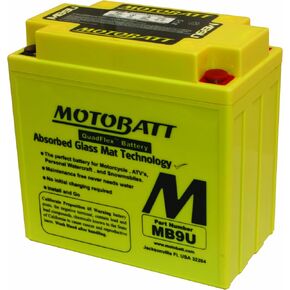 MotoBatt MB9U (12V 11 Amp) 140CCA Factory Activated QuadFlex AGM Battery Replaces - YB9A, YB9AA, YB9A2, YB9LA2, YB9B, YB9LB, YB9B2, YB9LB2, YB7A, YB7AA, YB7LA, YB7LB, 12N73A, 12N73B, 12N7D3B, 12N74A