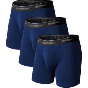 ملابس داخلية رجالية من COLORFULLEAF مصنوعة من الحرير الصناعي الناعم مصنوعة من الخيزران، ملابس داخلية أساسية مريحة، 3 قطع (3 أزرق داكن، M) in Kuwait