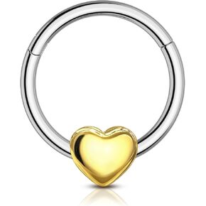 Harrow Heart Septum Rings, 16G Septum Jewelry 8/10MM Helix Rook Daith Earrings Stainless Steel Helix Rook Daith Piercing Jewelry
