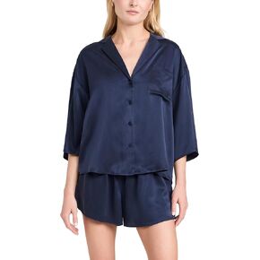 Lunya Women's Washable Silk Relaxed Button Up Short Set
