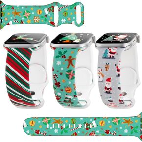 Halloween Fall Band Compatible Apple Watch Winter Women 3 Packs Ultra 38mm 40mm 41mm 42mm 44mm 45mm 49mm ,Blingbrione Christmas Thanksgiving Xmas Holiday Santa Snowman Tie Dye Skull Reindeer Galaxy Leopard Wristband Printed Strap for iphone Watch Series U