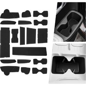 BIBIBO 18Pcs 2025 Santa Fe Car Gate Slot Mats for 2024 2025 Hyundai Santa Fe Interior Trim Door Slot Pads 2024 2025 Santa Fe Console Liner Mats,2025 Santa Fe Non-Slip Cup Holder Insert Mats (Black)
