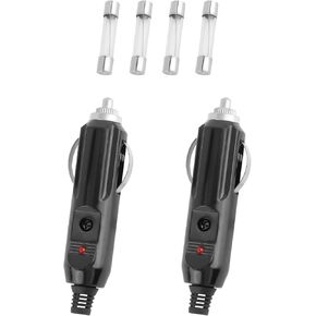 2PCS Car Cigarette Lighter Plug with Indicator,12V Cigarette Lighter Plug Adapter Replacement with 15A&20A Fuse,Universal 12 Volt Plug Car Accessories for Most Cars (2PCS)