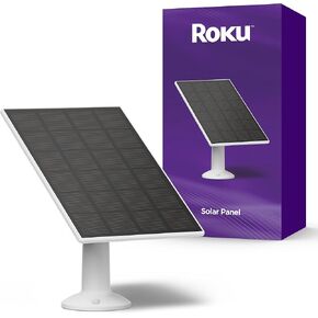 Roku Solar Panel for Outdoor Security Camera - IP65 Weather Resistant Solar Charger for Driveway, Backyard & Front Porch with Micro-USB Adaptor Cable & 360° Swivel Mount - Smart Home Products
