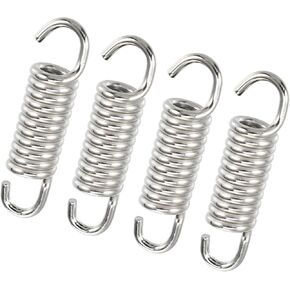ACROPIX 4 Pcs 43mm 1.69" Motorcycle Muffler Exhaust Pipe Spring Universal Stainless Steel Silver Tone Car Parts