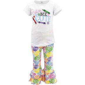 Unique Baby Girls Color Me Cute Back to Grade School Legging Set (6Y, Color Me)