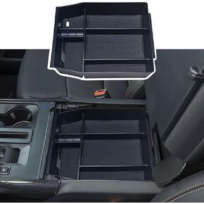 Center Console Organizer Compatible with 2021 2022 2023 2024 Ford F150 Interior Accessories, Armrest Box Insert Storage Tray (Full Console w/Bucket Seats ONLY)-Black